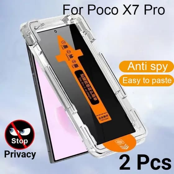 2 Pcs Película Para Poco X7 Pro Filme De Privacidade Anti-Espião Protetor De Tela De Vidro Temperado Com Um Clique