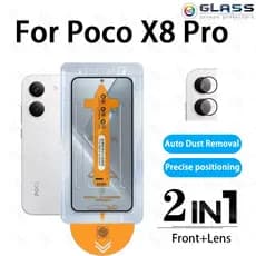 2 Em 1 Poco X8 Pro HD Fácil Instalação Protetor De Tela De Vidro Temperado Com Um Clique Para C85 C75 C71 C65 F7 X7 M7 X