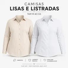 Camisa Feminina Social Manga longa Lisas e Listradas do Tamanho M ao G3  Social elegante importada Plus Size