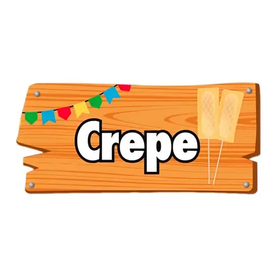 Placa Festa Junina Barraca de Crepe Decoração Arraial Quermesse 37,2x17cm