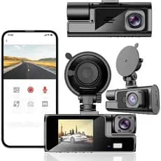 Câmera Veicular Tripla com Visão Noturna Dash Cam Assegurando Condução Segura Câmeras Frente , Centro E Traseira