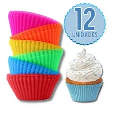 Conjunto com 12 Forminhas de Silicone Redondas | Mini Formas para Cupcake, Muffin e Doces – Reutilizáveis e Antiaderente