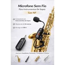 Microfone Sem Fio Para Instrumentos De Sopro Sax Nf