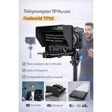 Teleprompter Tp Portátil Feelworld Tp10 - 10 Câmeras DSLR Celulares Tablets