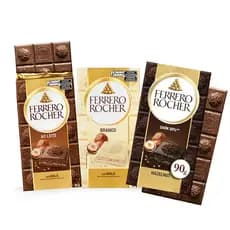 Barra Chocolate Ferrero Rocher 90g Tablete Ao Leite Branco Dark Avelã Recheado Saboroso Crocante Aveludado Receita