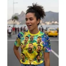 Camisa Feminina Baby Look Brasil torcedora