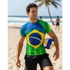 Camisa Rash Guard Brasil Copa Do Mundo Brasileiros Verão 01