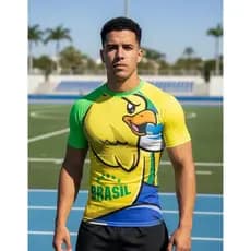 Camisa Brasil Mascote Torcedor Copa Hexa Time Rash Guard