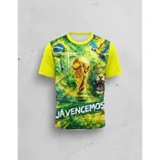 Camiseta Brasil Jogo Futebol Time Crianças Verão Estádio
