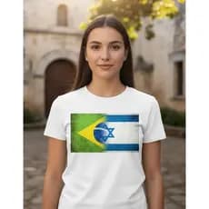 Camisa Camiseta Feminina Brasil E Israel Missão Igrejas 01