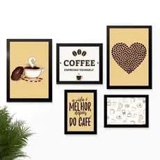 KIT 5 QUADROS CANTINHO CAFE EXPRESSO CAFETERIA LOJA ESCRITORIO COZINHA