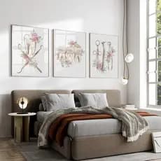 Quadro decorativo 3 peças 40x60 Aquarela Dente Odontológica colorido Anatomia decoração para consultório clínica