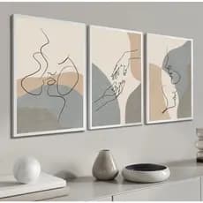 Quadro Decorativo 3 peças 40x60 casal moderno  para sala quarto