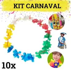 Kit Carnaval 10 Pacotes de Colar Havaiano Festa Adereço Fantasia Decoração Carnaval Brinquedo
