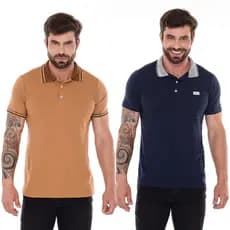 KIT 2 CAMISETAS POLO MASCULINA ALGODÃO PREMIUM