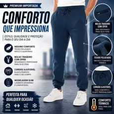 Calça Moletom Masculina Importada Pesada Forro Bolsos Laterais Traseiro com Zíper