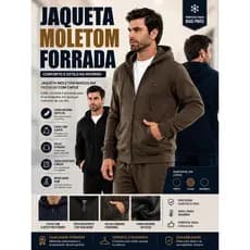 Jaqueta Blusa de Moletom Masculina Premium Jaqueta Moletom Quentinho com Bolso, Zíper e Capuz