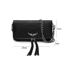 Bolsa Clutch Zadig & Inspired - Rock Chic com Asas prateadas e Corrente prateado!
