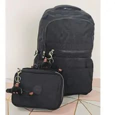 Conjunto de mochila 2 peças com chaveiro de macaco