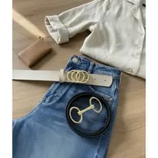 Kit com 2 Cintos Feminino Lindos Modernos e Elegantes com Fivela Dourada para Mulheres