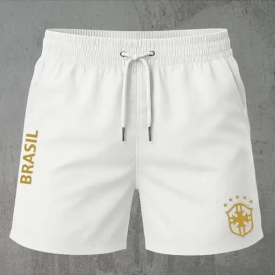 Short Tectel Estampado Brasil Bermuda Tectel Para Copa Do Mundo Alta Qualidade