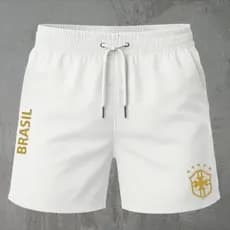 Short Tectel Estampado Brasil Bermuda Tectel Para Copa Do Mundo Alta Qualidade