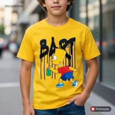 Camiseta Estampada Bart Simpson Camisa Infantil Juvenil 100% Algodão