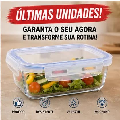 Pote Hermético Retangular Vidro Tampa Vedação 640ml Armazenamento Frescor