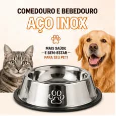 Comedouro Antiderrapante Inox Pequeno Para Cachorros Gatos Alimentador Seguro Silicone Base