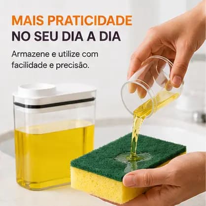 Dispenser Sabão Flow 1,5L Transparente Silicone Vedação Sistema Evita Desperdício
