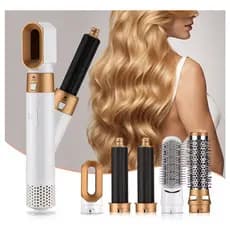 Escova Secadora E Modeladora 5 Em 1 Multifuncional Seca Alisa Cachos 1000W 127V Branca Anti Frizz