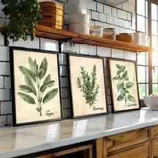 Quadro Parede Decorativo Folhas Verdes Minimalista MDF 3 Peças 40x60 Grande Sala Moderna Quarto