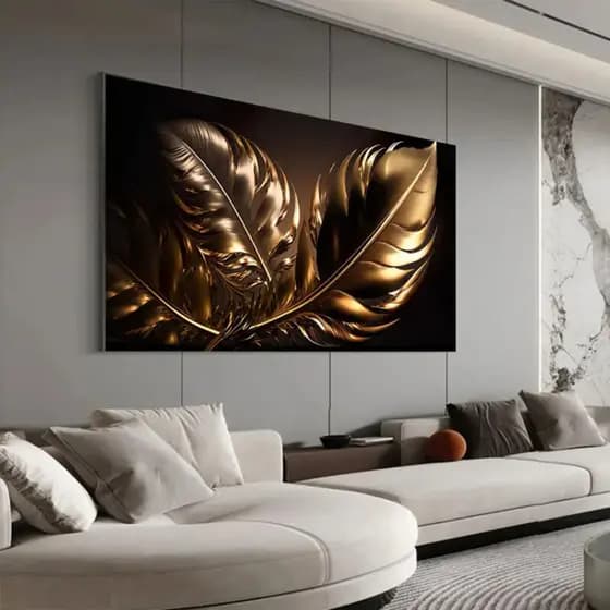 Quadro Decorativo 80x110cm Folha Dourada Ouro Decoração de Parede Hall Luxo Sala Quarto MDF