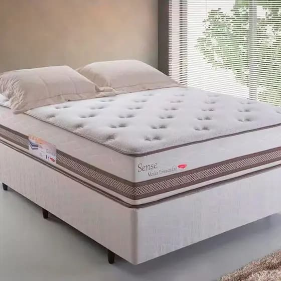 Cama Box Casal Herval 30x138x188cm Sense Molas Ensacadas Pillow Top One