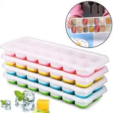 Formas de Gelo Cubo com Tampa Rígida e Fundo Silicone Cores Sortidas para Papinha de Bebê