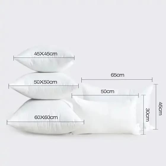 Enchimento 2 Almofada Refil 45x45 + 2 Almofada Baguete Refil 50x30 Fibra Sintetica Kit 4 Unidades