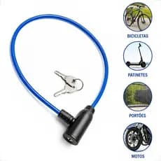 Cadeado Bike Bicicleta Reforçado Com 2 Chaves 62cm X 6mm