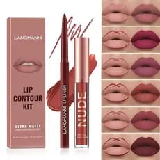 Kit Batom Matte + Lápis Labial Lip Kit Longa Duração À Prova D’água