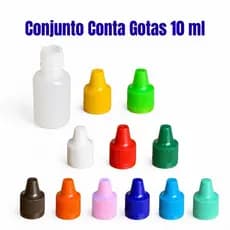 Kit 100un Frasco Conta Gotas 10ml Tampa Colorida Para Brindes Lembrancinhas Tintas