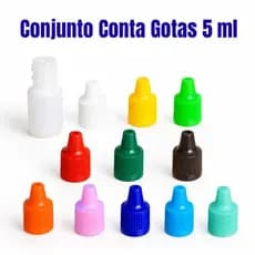 Kit 100un Frasco Conta Gotas 5ml Tampa Colorida Para Brindes Lembrancinhas Tintas