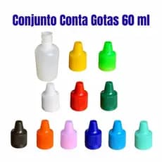 Kit 50un Frasco Conta Gotas 60ml Tampa Colorida Para Brindes Lembrancinhas Tintas