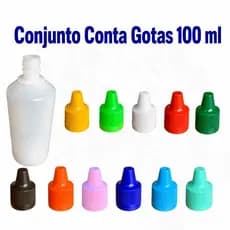 Kit 50un Frasco Conta Gotas 100ml Tampa Colorida Para Brindes Lembrancinhas Tintas