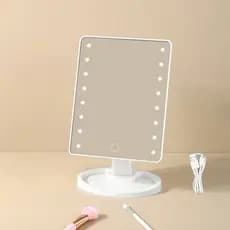 Espelho De Mesa Maquiagem Com 16 Leds Rotação Quadrado Touch Screen