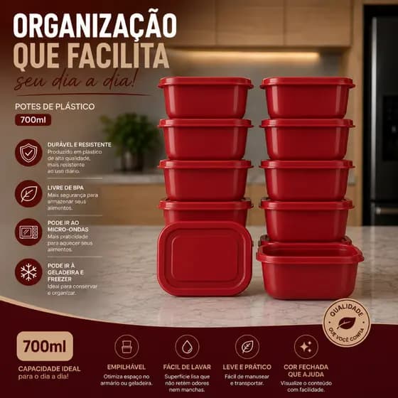 Kit 95 - Potes - Herméticos de Plástico - Com Tampa – Empilháveis - Ultra Resistentes para Alimentos