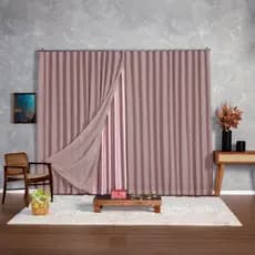 Cortina Linho Rose Com Blackout Rose Grosso Trilho Suiço Simples 5,00 x /2,40/2,50/2,60/2,70/2,80 Alto Padrão