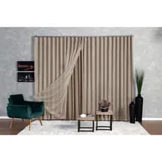 Cortina Blackout Blecaute Com Tecido voil Liso Sala e Janela 3,00m De Largura × 2,60 ALTURA