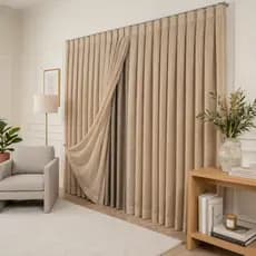 Cortina trilho Suiço Duplo Voil Linho+Forro Blackout  5,00 x 2,30/ 2,40/ 2,50/ 2,60/ 2,70 /2,80