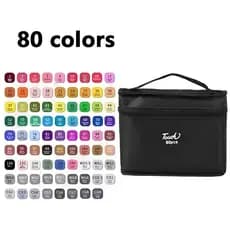 Kit Caneta Colorida Ponta Dupla 80 peças Pçs com Estojo Canetinha P/ Livro Colorir B,o,b,b,i,e Goods