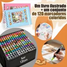 kit Livro de colorir capa 50 páginas + 60/80/100/120 Cores Caneta Marcadora Com Ponta Dupla/Pintura De Arte/Aquarela
