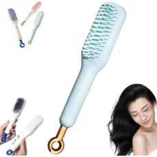 Pente de massagem antiestática autolimpante, pente de massagem limpa de uma puxada, escova de cabelo autolimpante giratória escalável, pente de airbag de limpeza fácil para todos os tipos de cabelo